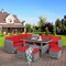 Costway 7 PCS Patio Rattan Dining Set Sectional Sofa Couch Ottoman Garden White\Red\Black